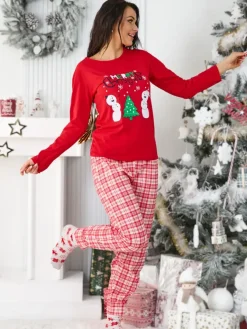 New Świąteczna bawełniana piżama damska Piżamy