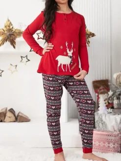 Clearance Świąteczna bawełniana dziecięca piżama z reniferem polarnymi Bielizna|Piżamy