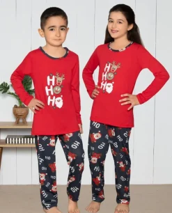 Świąteczna bawełniana dziecięca piżama HO HO HO Piżamy