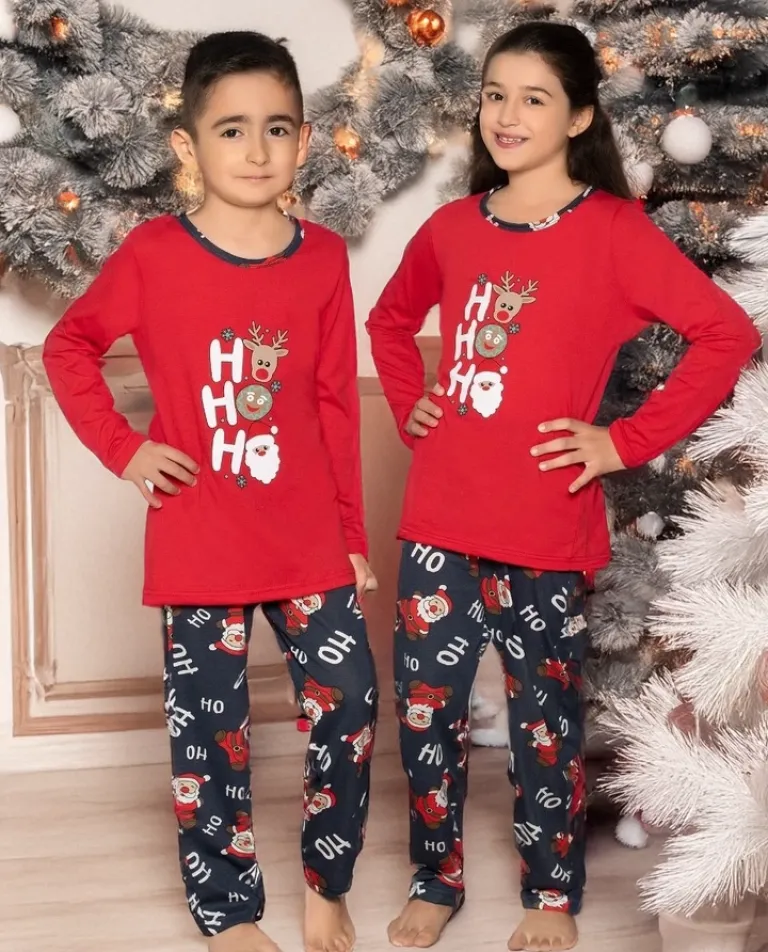 Świąteczna bawełniana dziecięca piżama HO HO HO Piżamy