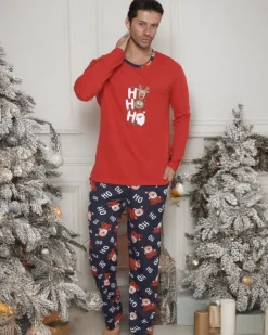 Outlet Świąteczna bawełniana męska piżama 2- częściowa HO HO HO Piżamy
