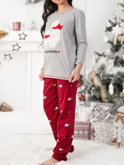 Discount Świąteczna bawełniana dziecięca piżama z misiami polarnymi Bielizna|Piżamy