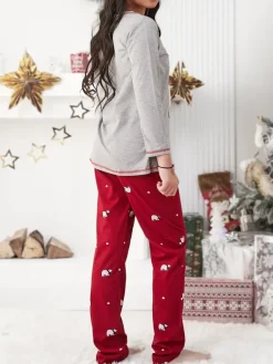 Discount Świąteczna bawełniana dziecięca piżama z misiami polarnymi Bielizna|Piżamy