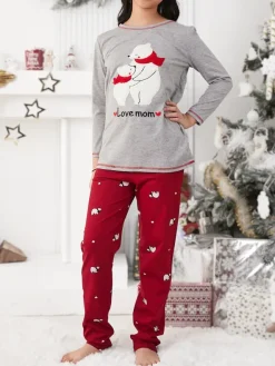 Discount Świąteczna bawełniana dziecięca piżama z misiami polarnymi Bielizna|Piżamy