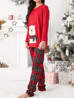 Online Świąteczna bawełniana dziecięca piżama z printem Bielizna|Piżamy