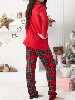 Online Świąteczna bawełniana dziecięca piżama z printem Bielizna|Piżamy