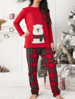 Online Świąteczna bawełniana dziecięca piżama z printem Bielizna|Piżamy