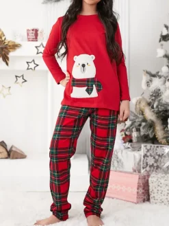 Online Świąteczna bawełniana dziecięca piżama z printem Bielizna|Piżamy