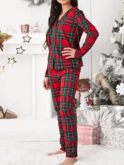 Outlet Świąteczna dziecięca piżama bawełniana w kratkę Piżamy|Piżamy