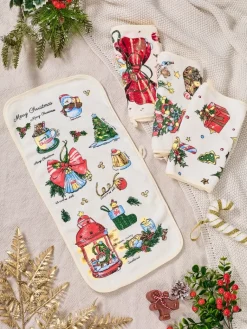Best Świąteczny komplet 4 ściereczek kuchennych Merry Xmas Ściereczki