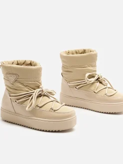 Outlet Wsuwane botki a'la śniegowce damskie w kolorze jasnom Vevnose Śniegowce|Botki Z Delikatnym Ociepleniem