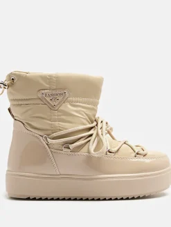 Outlet Wsuwane botki a'la śniegowce damskie w kolorze jasnom Vevnose Śniegowce|Botki Z Delikatnym Ociepleniem