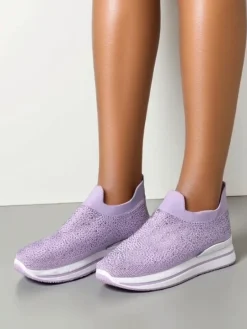 Wsuwane damskie buty sportowe z cyrkoniami Adeq Damskie Bieganie, Ćwiczenia I Trening