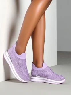 Wsuwane damskie buty sportowe z cyrkoniami Adeq Damskie Bieganie, Ćwiczenia I Trening