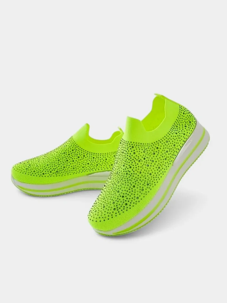 Sale Wsuwane damskie materiałowe buty sportowe z cyrkoniami Adeq Damskie Bieganie, Ćwiczenia I Trening