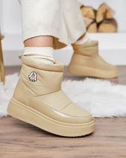 Sale Wsuwane śniegowce damskie w m kolorze Ademra Śniegowce|Botki Z Grubym Ociepleniem