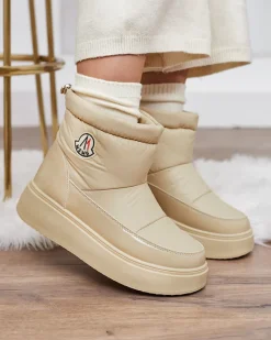 Sale Wsuwane śniegowce damskie w m kolorze Ademra Śniegowce|Botki Z Grubym Ociepleniem