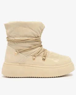 New Wsuwane śniegowce damskie w jasnobrązowym kolorze Dabenda Śniegowce|Botki Z Grubym Ociepleniem