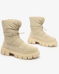 Discount Wsuwane śniegowce damskie w jasnom kolorze Sadella Śniegowce|Botki Z Grubym Ociepleniem