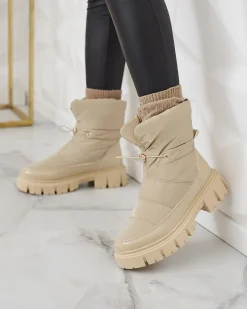 Discount Wsuwane śniegowce damskie w jasnom kolorze Sadella Śniegowce|Botki Z Grubym Ociepleniem