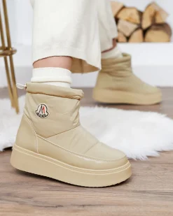 New Wsuwane śniegowce damskie w jasnom kolorze Ademra Śniegowce|Botki Z Grubym Ociepleniem