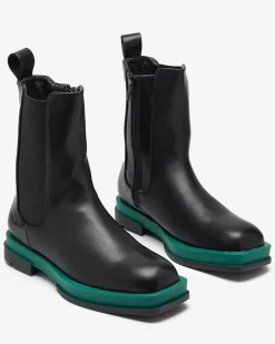 Hot Wysokie botki damskie z kwadratowym noskiem w kolorze czarno-m Litepi Botki Z Delikatnym Ociepleniem|Botki Na Płaskim Obcasie