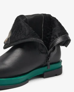 Hot Wysokie botki damskie z kwadratowym noskiem w kolorze czarno-m Litepi Botki Z Delikatnym Ociepleniem|Botki Na Płaskim Obcasie