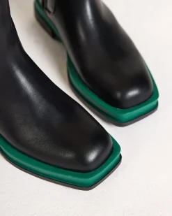 Hot Wysokie botki damskie z kwadratowym noskiem w kolorze czarno-m Litepi Botki Z Delikatnym Ociepleniem|Botki Na Płaskim Obcasie