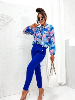 Discount Wzorzysta bluzka z kokardą Bluzki / Koszule / Koszulki