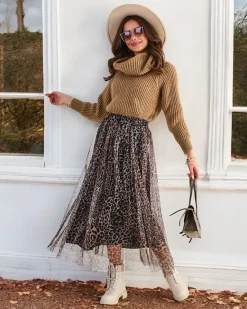 Clearance Wzorzysta damska spódnica midi z tiulem Spódnice