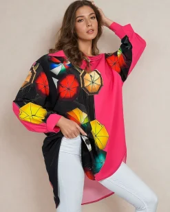 Best Wzorzysta damska tunika z printem Sukienki Krótkie|Bluzki / Koszule / Koszulki