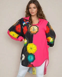 Best Wzorzysta damska tunika z printem Sukienki Krótkie|Bluzki / Koszule / Koszulki