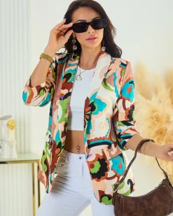 Outlet Wzorzysta marynarka damska Bluzy|Kurtki / Marynarki / Płaszcze