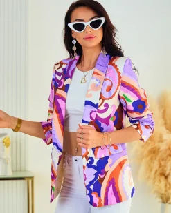 Outlet Wzorzysta marynarka damska Bluzy|Kurtki / Marynarki / Płaszcze