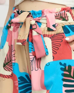 Best Wzorzyste różowe damskie materiałowe krótkie spodenki Szorty|Krótkie Spodenki