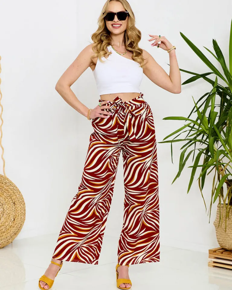 Outlet Wzorzyste spodnie damskie typu palazzo w kolorze m Spodnie Materiałowe