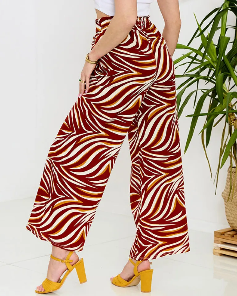 Outlet Wzorzyste spodnie damskie typu palazzo w kolorze m Spodnie Materiałowe