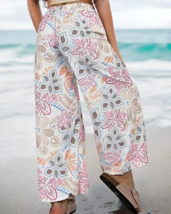 Best Wzorzyste szerokie spodnie damskie Spodnie Materiałowe