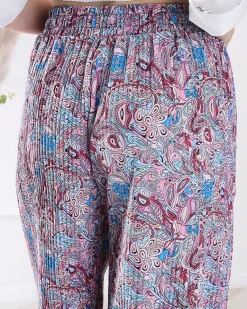 Best Wzorzyste szerokie spodnie damskie w kolorze niebieskim Spodnie Materiałowe