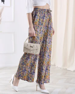 Best Wzorzyste szerokie spodnie damskie w kolorze m Spodnie Materiałowe