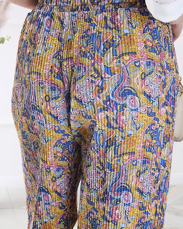 Best Wzorzyste szerokie spodnie damskie w kolorze m Spodnie Materiałowe