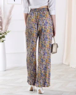 Best Wzorzyste szerokie spodnie damskie w kolorze m Spodnie Materiałowe