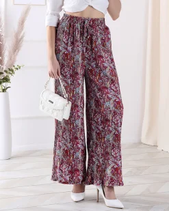 Outlet Wzorzyste szerokie spodnie damskie w kolorze m Spodnie Materiałowe