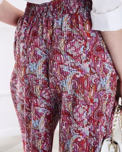 Outlet Wzorzyste szerokie spodnie damskie w kolorze m Spodnie Materiałowe