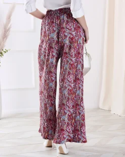 Outlet Wzorzyste szerokie spodnie damskie w kolorze m Spodnie Materiałowe