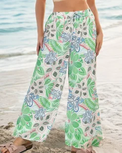 Sale Wzorzyste szerokie spodnie damskie Spodnie Materiałowe