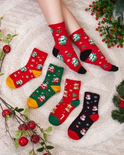 Online Wzorzyste świąteczne skarpety damskie 5/pak Skarpetki