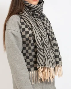 New Wzorzysty damski lekki szalik w kolorze szarym Damskie Chusty / Apaszki / Szaliki