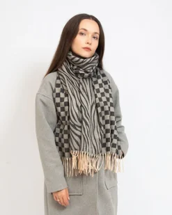 New Wzorzysty damski lekki szalik w kolorze szarym Damskie Chusty / Apaszki / Szaliki