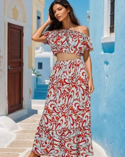 Outlet Wzorzysty komplet damski Damskie Komplety Damskie